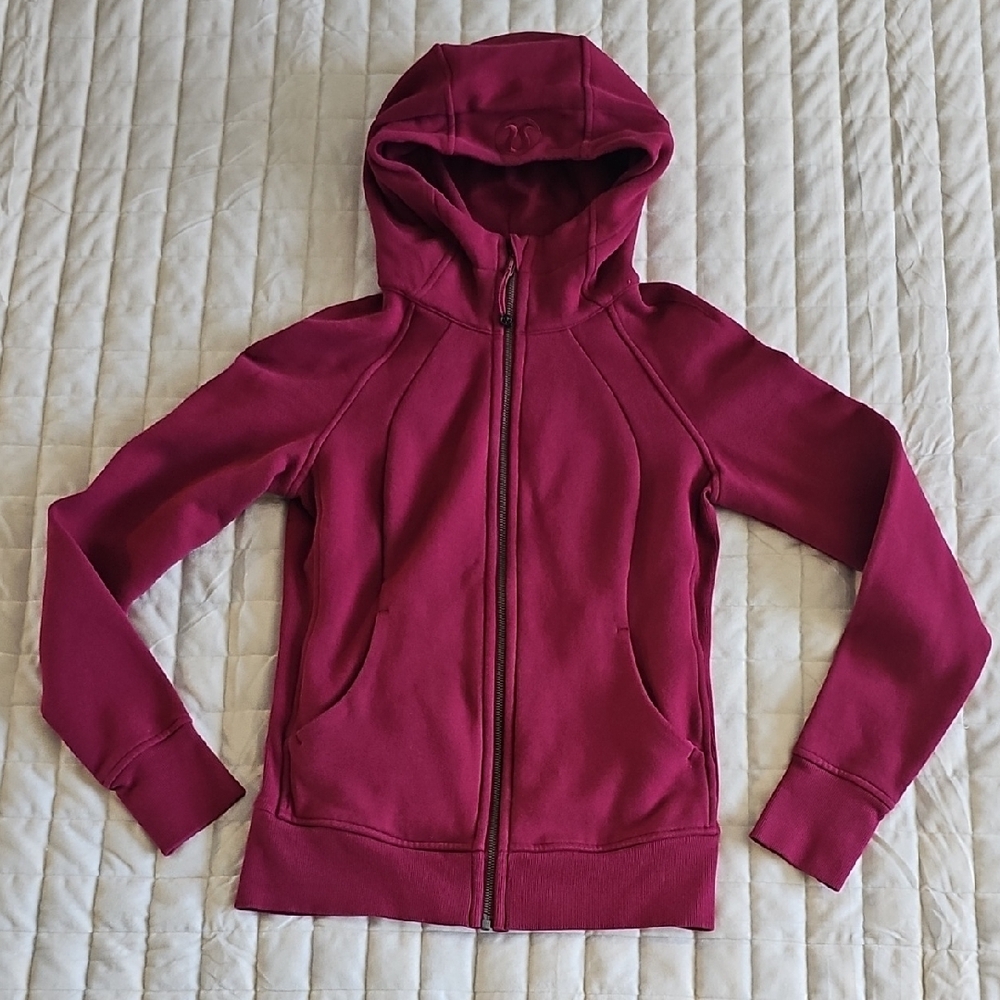 Burgundy Hooded Zip-Up Scuba Jacket